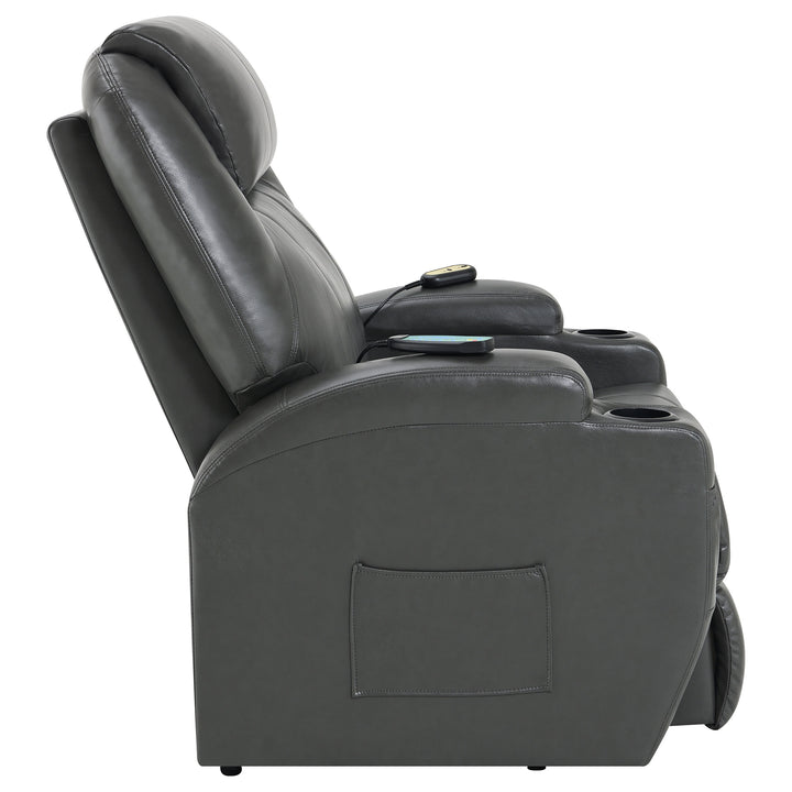 Sanger Upholstered Power Lift Recliner Chair with Massage Charcoal Grey