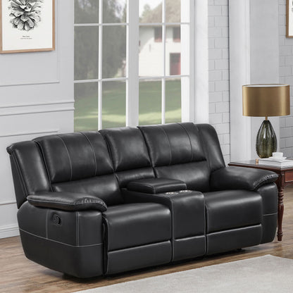 Lee Glider Loveseat with Console Black