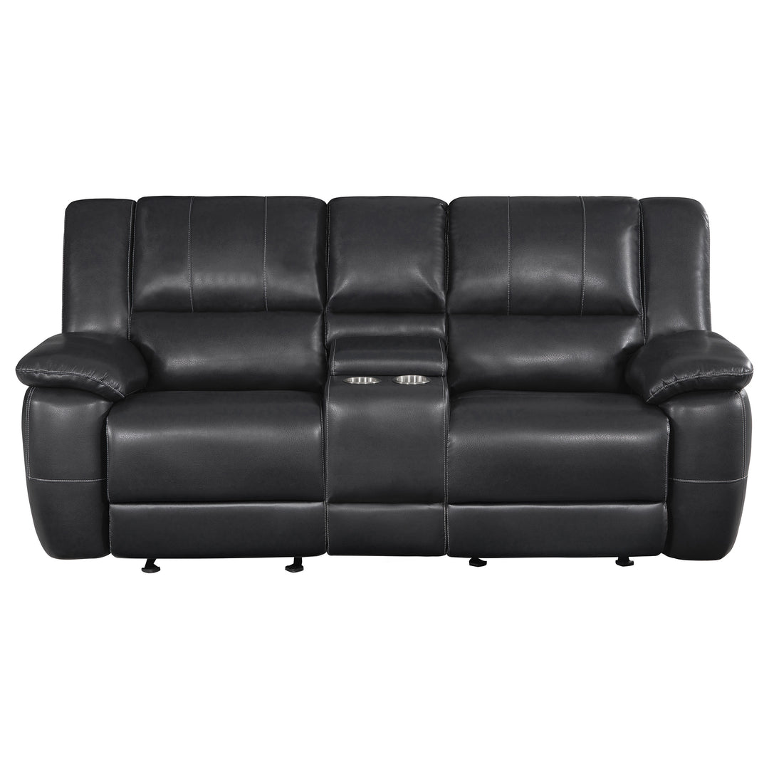 Lee Glider Loveseat with Console Black