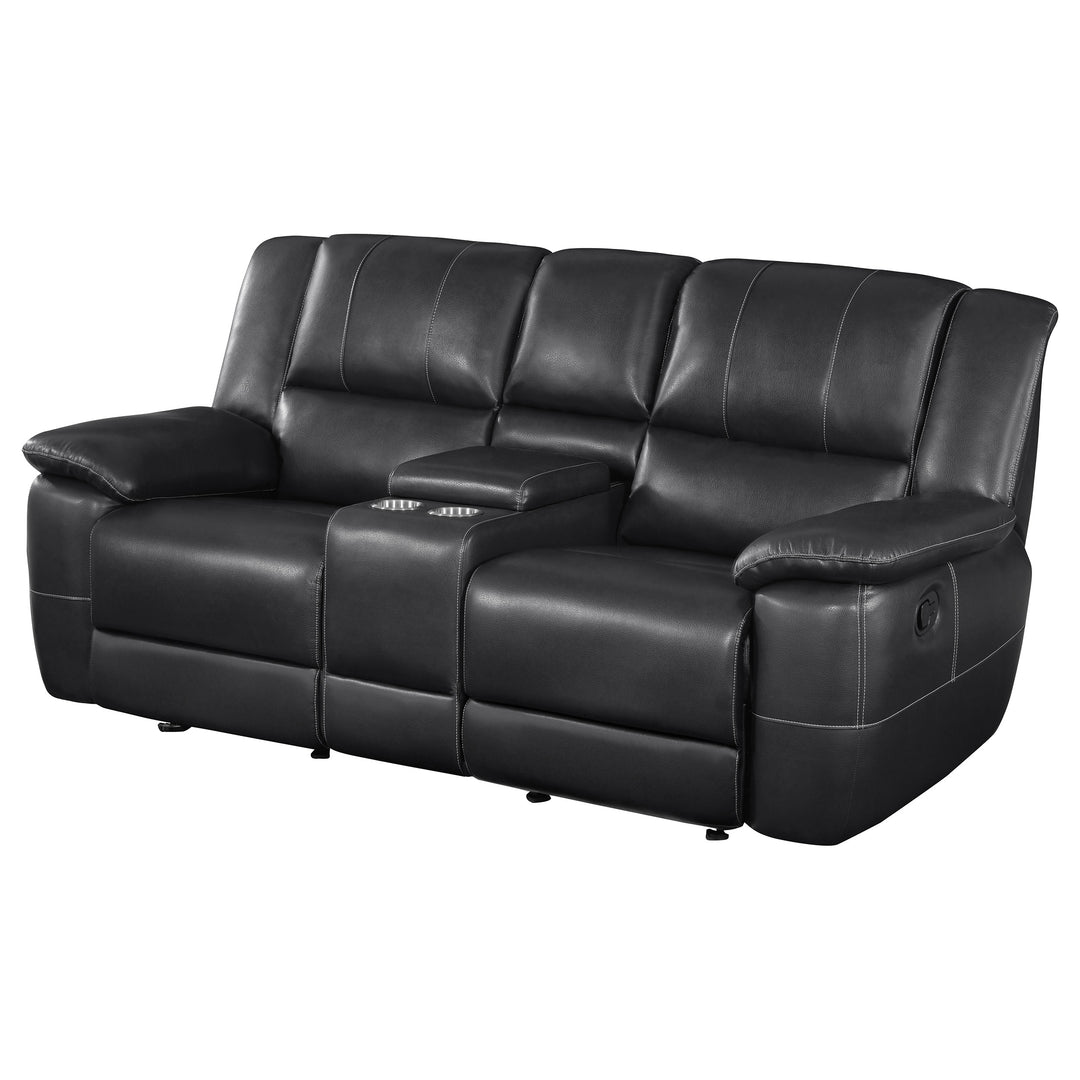 Lee Glider Loveseat with Console Black