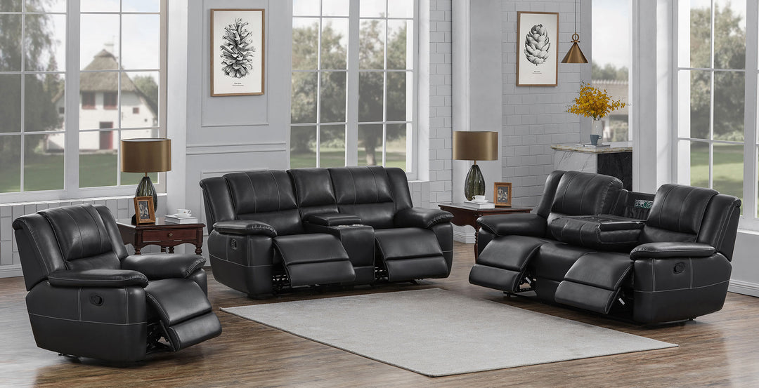 Lee Glider Loveseat with Console Black