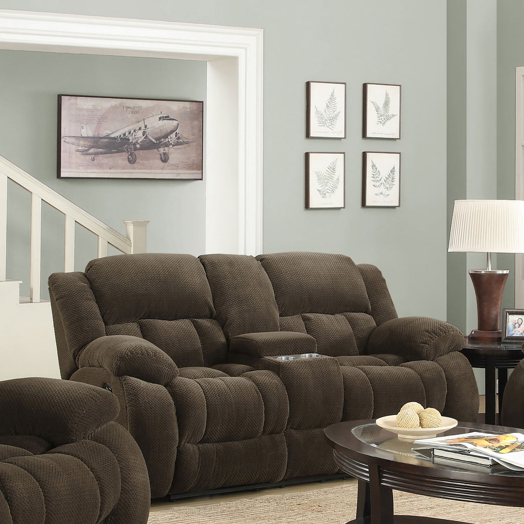 Weissman Motion Loveseat with Console Chocolate