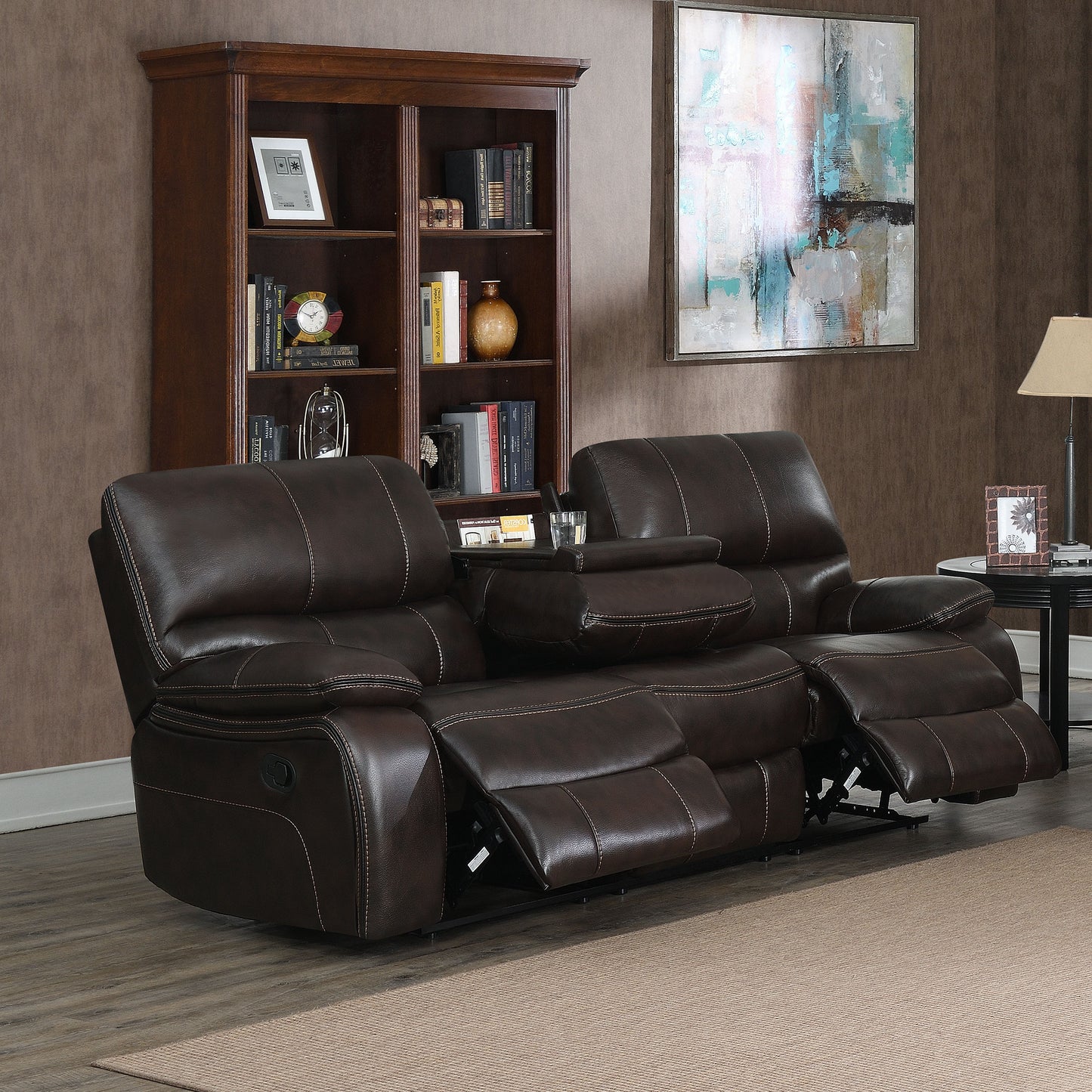 Willemse Motion Sofa with Drop-down Table Dark Brown