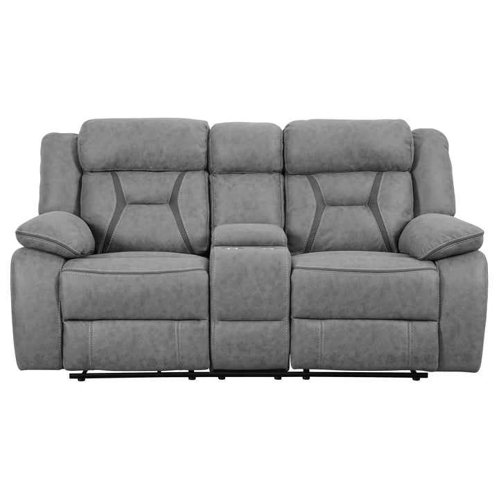 Higgins Pillow Top Arm Motion Loveseat with Console Grey