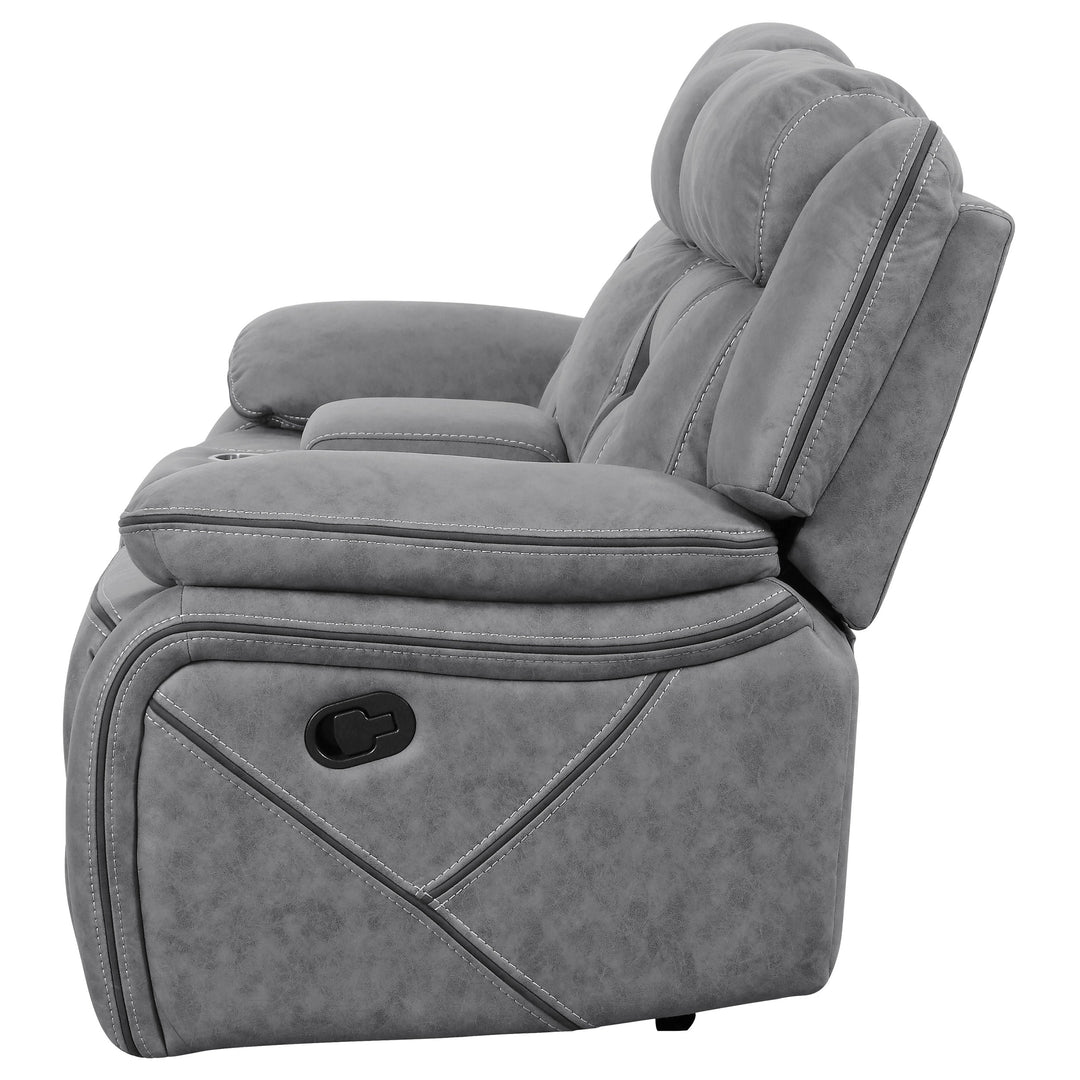 Higgins Pillow Top Arm Motion Loveseat with Console Grey