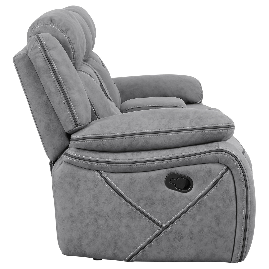 Higgins Pillow Top Arm Motion Loveseat with Console Grey