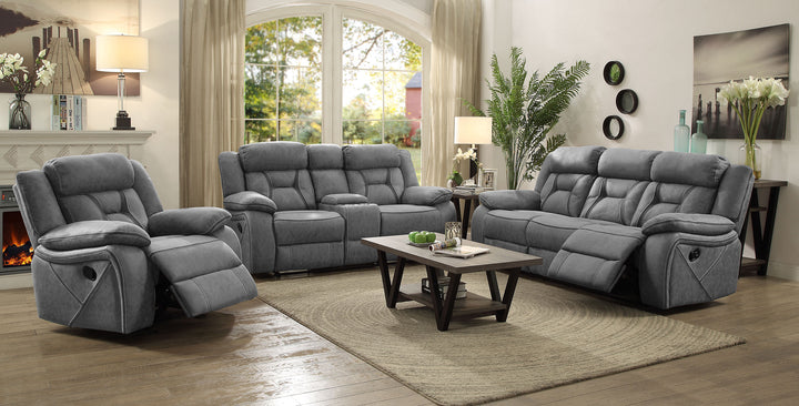 Higgins Pillow Top Arm Motion Loveseat with Console Grey