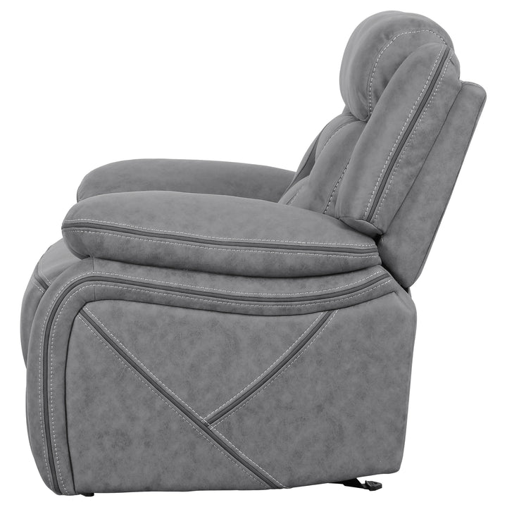 Higgins Overstuffed Upholstered Glider Recliner Grey