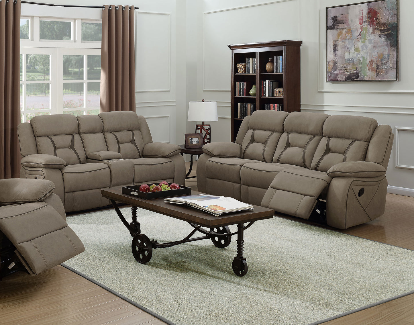 Houston Casual Tan Reclining Two-Piece Living Room Set