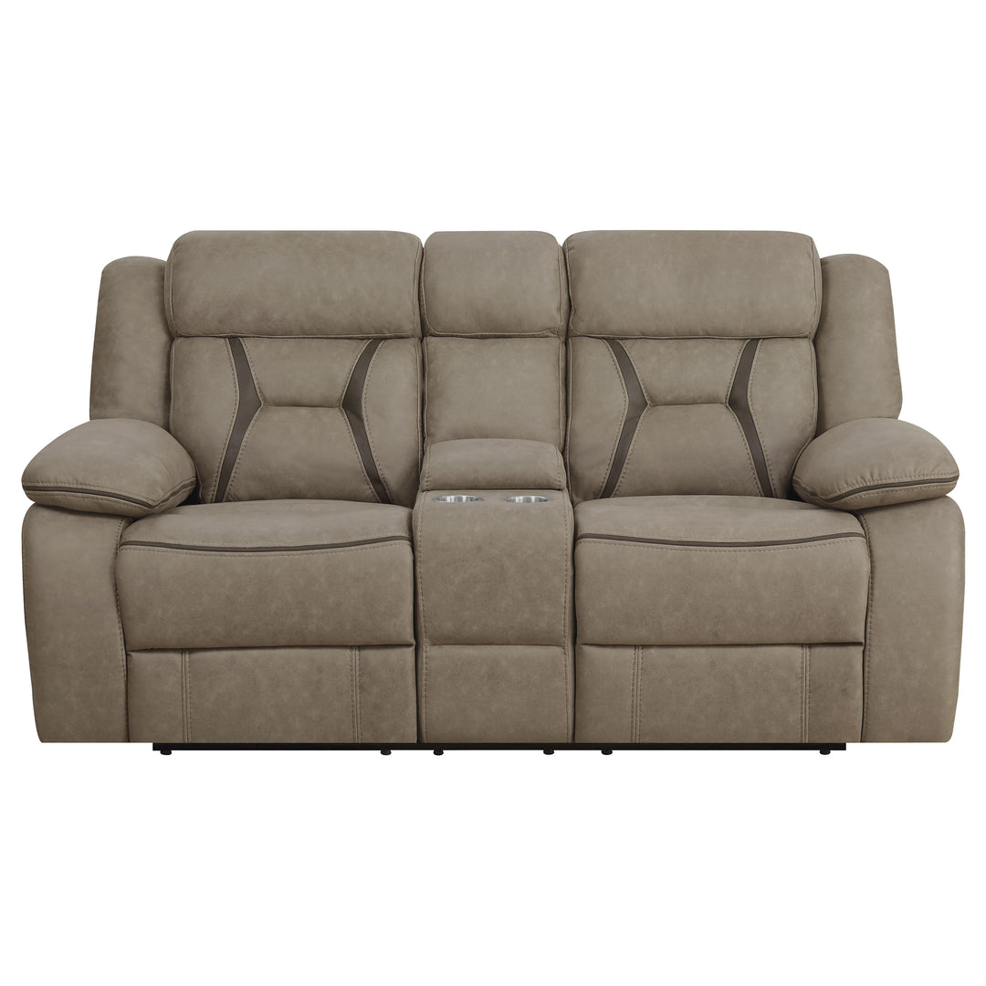 Higgins Pillow Top Arm Motion Loveseat with Console Tan