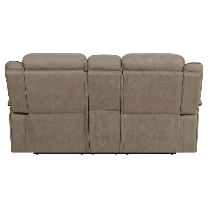 Higgins Pillow Top Arm Motion Loveseat with Console Tan