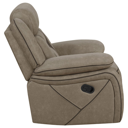 Higgins Overstuffed Upholstered Glider Recliner Tan