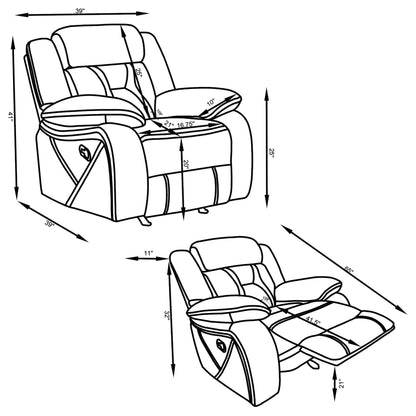 Higgins Overstuffed Upholstered Glider Recliner Tan