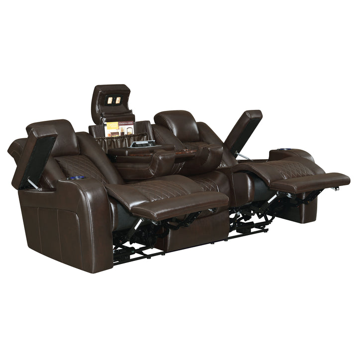 Delangelo Power^2 Sofa with Drop-down Table Brown