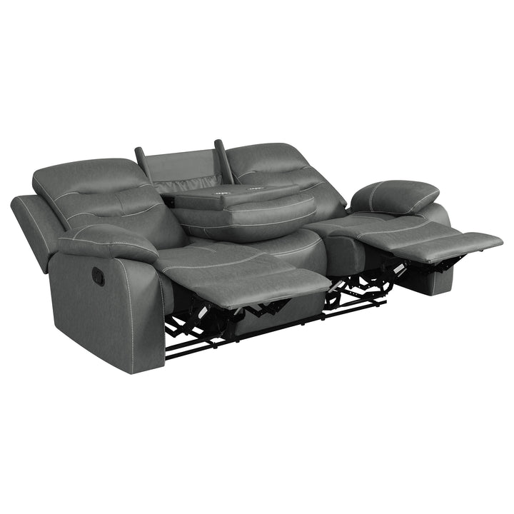 Nova 2-piece Upholstered Motion Reclining Sofa Set Dark Grey