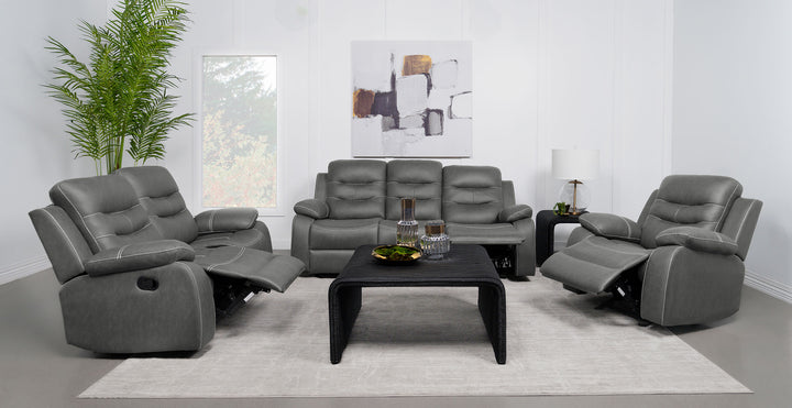 Nova 3-piece Upholstered Motion Reclining Sofa Set Dark Grey