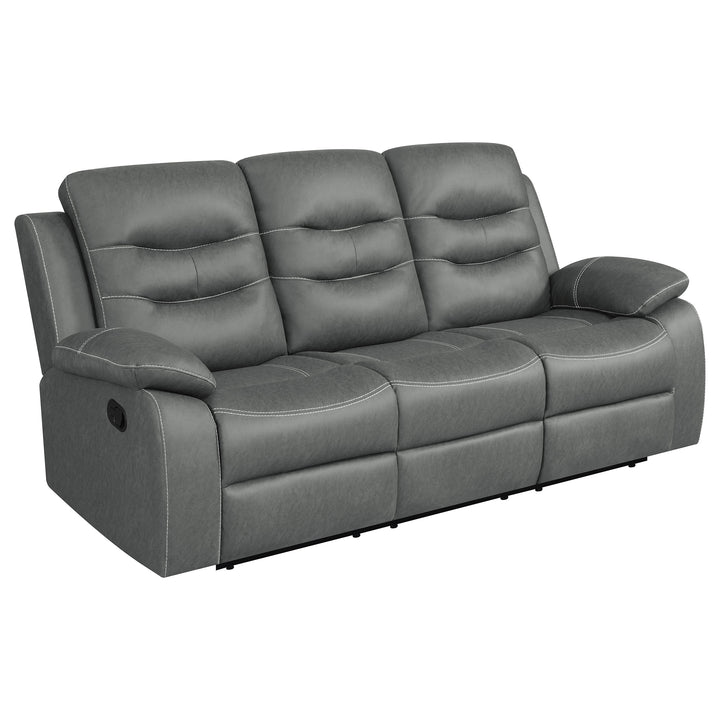 Nova 3-piece Upholstered Motion Reclining Sofa Set Dark Grey