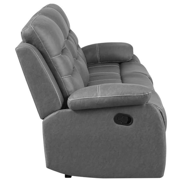 Nova 3-piece Upholstered Motion Reclining Sofa Set Dark Grey