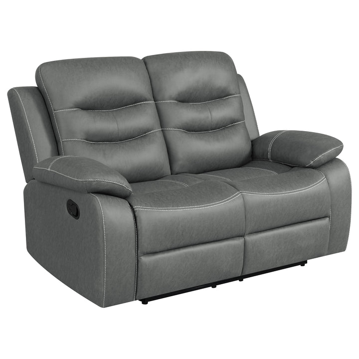 Nova 3-piece Upholstered Motion Reclining Sofa Set Dark Grey