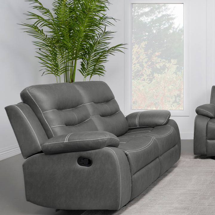 Nova Upholstered Motion Reclining Loveseat Dark Grey