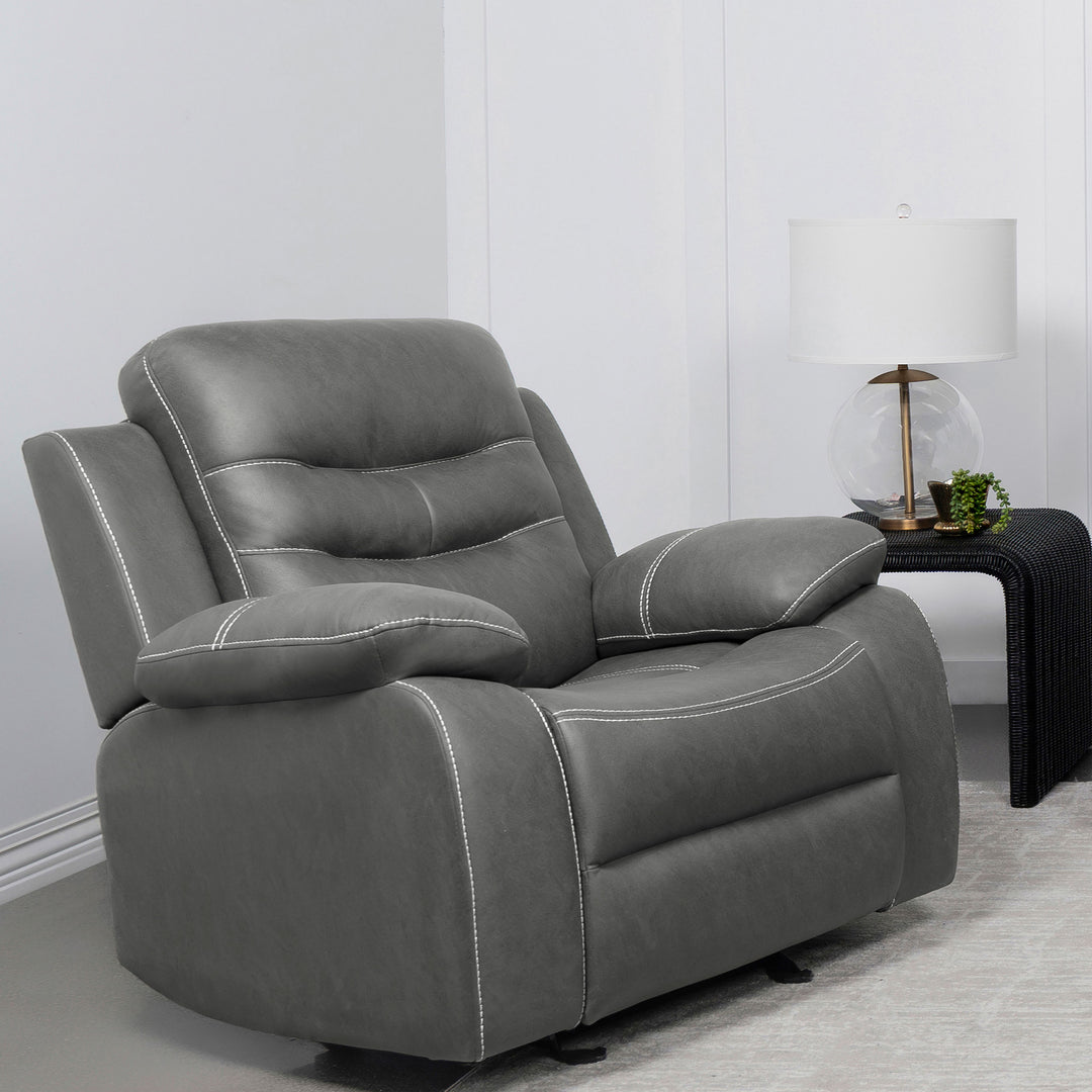 Nova Upholstered Glider Recliner Chair Dark Grey