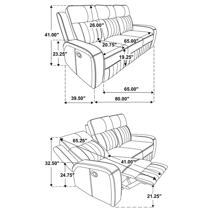 Raelynn 2-piece Upholstered Motion Reclining Sofa Set Grey