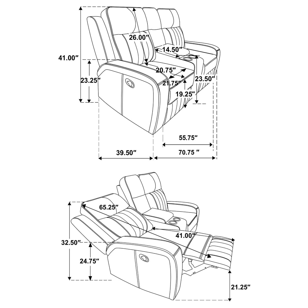 Raelynn 2-piece Upholstered Motion Reclining Sofa Set Grey