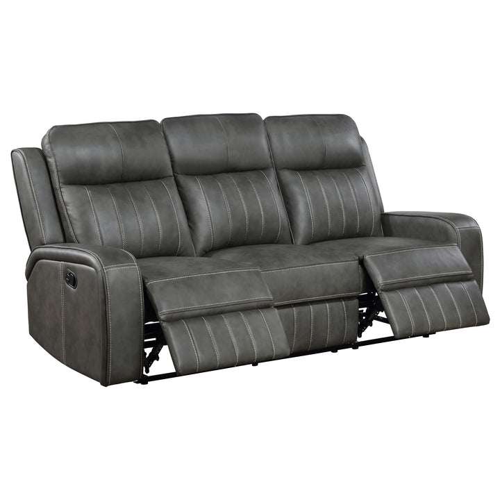 Raelynn 3-piece Upholstered Motion Reclining Sofa Set Grey