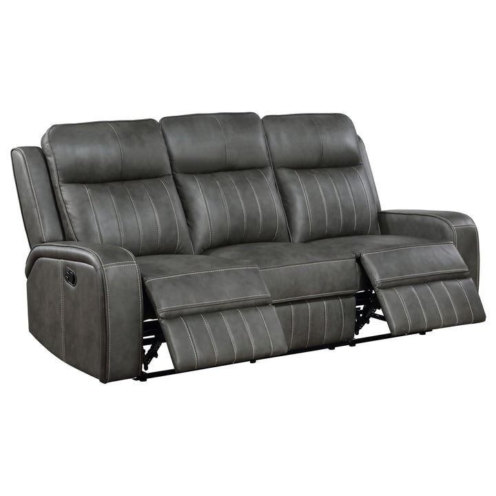 Raelynn Upholstered Motion Reclining Sofa Grey