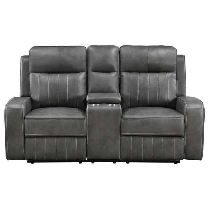 Raelynn Upholstered Motion Reclining Loveseat Grey