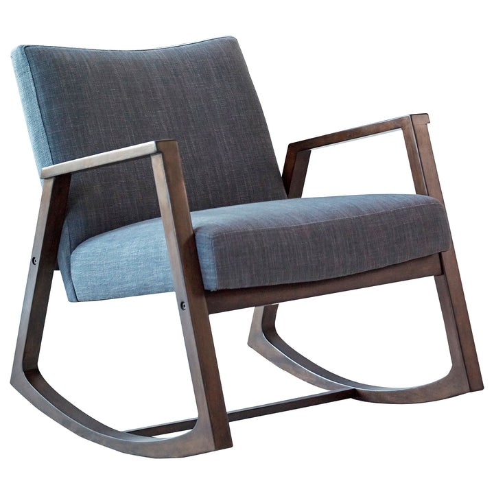 Gianna Upholstered Rocking Chair with Wooden Arm Grey and Walnut