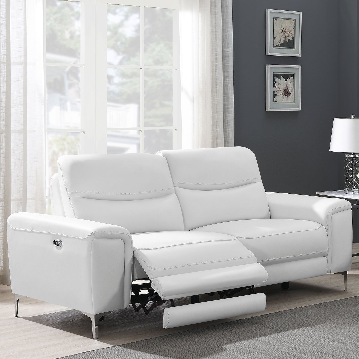 Largo Upholstered Power Sofa White