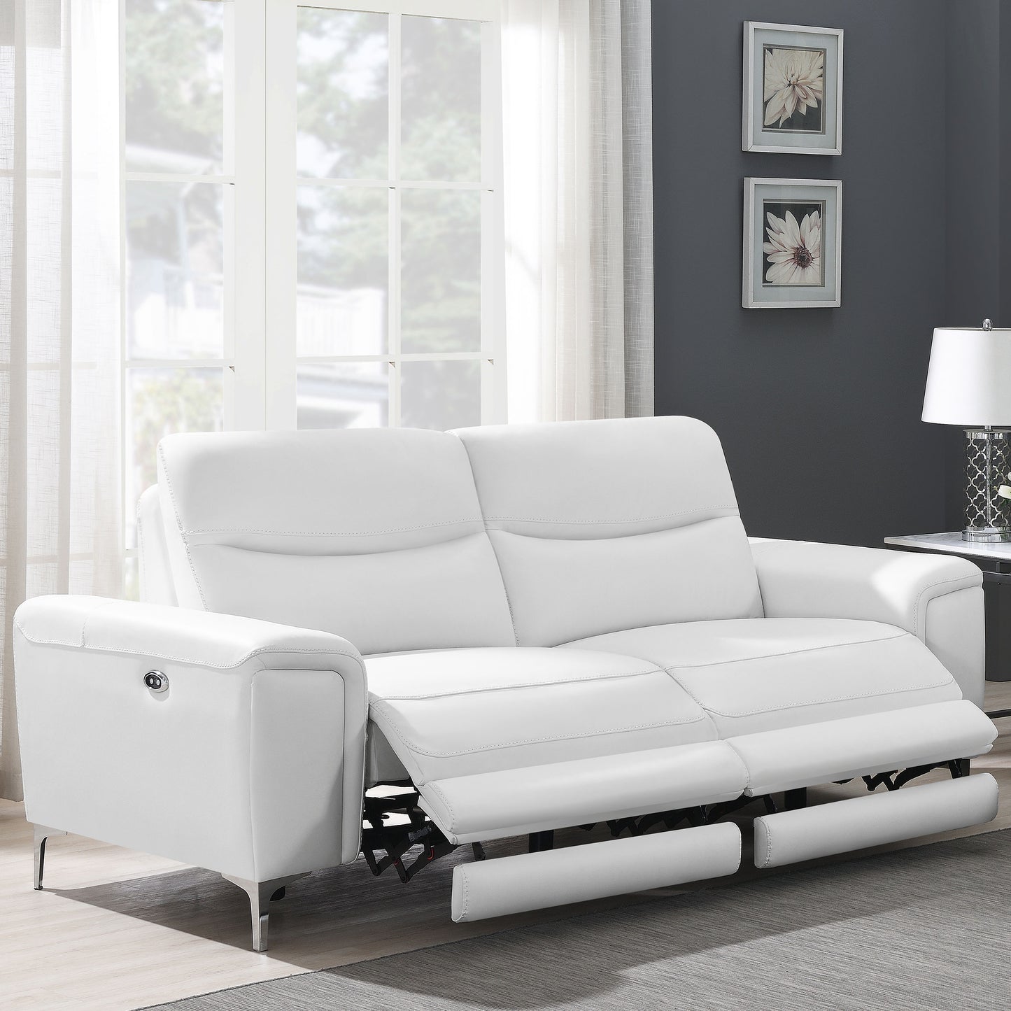 Largo Upholstered Power Sofa White