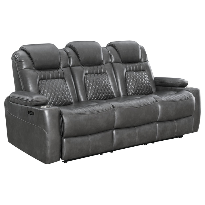 Korbach 3-piece Dual Power Living Room Set Charcoal