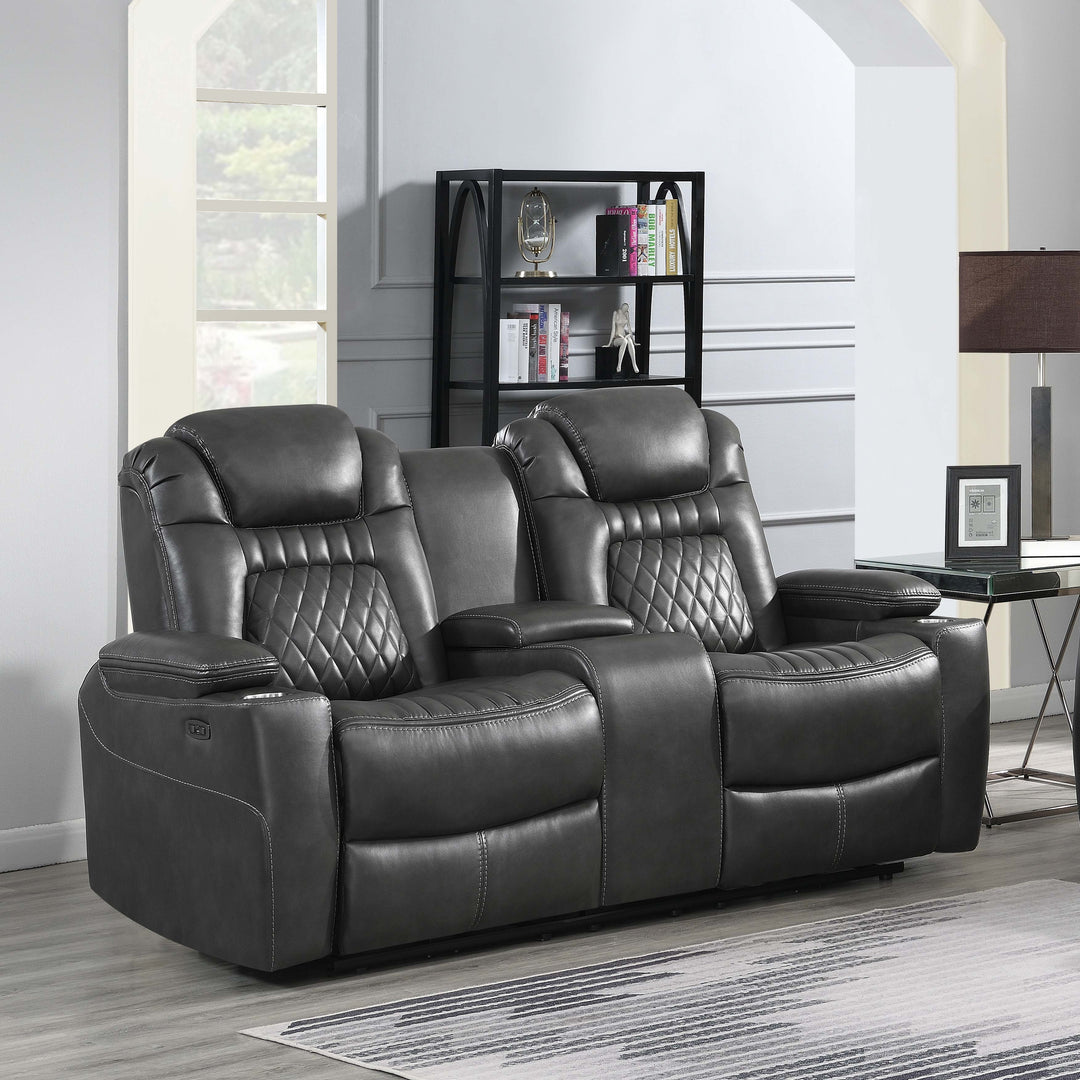 Korbach Upholstered Dual Power Loveseat Charcoal