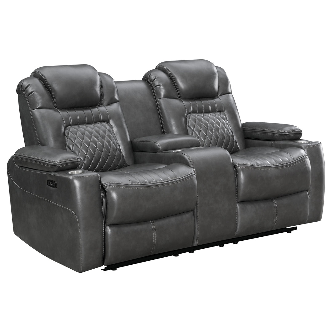 Korbach Upholstered Dual Power Loveseat Charcoal