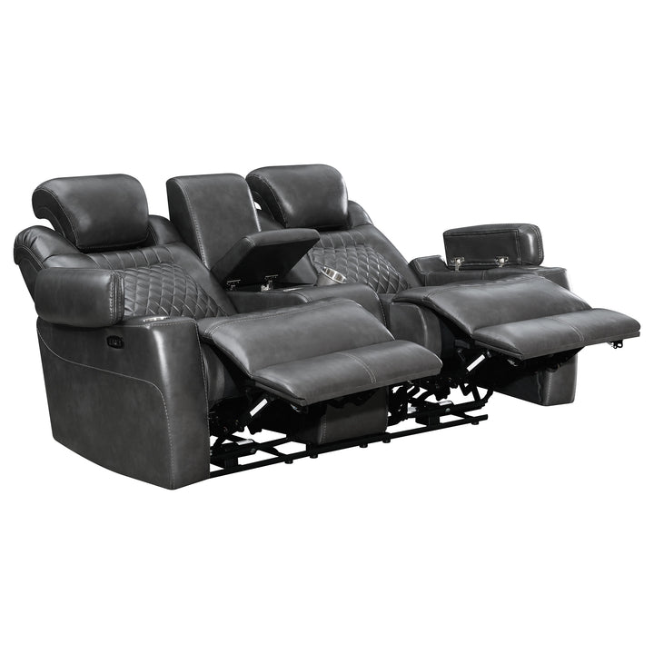 Korbach Upholstered Dual Power Loveseat Charcoal