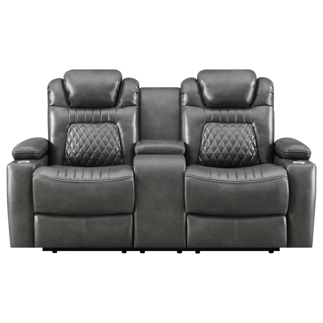 Korbach Upholstered Dual Power Loveseat Charcoal