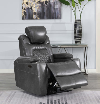 Korbach Upholstered Dual Power Recliner Charcoal