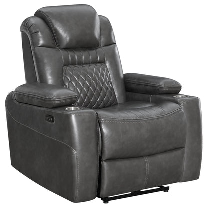 Korbach Upholstered Dual Power Recliner Charcoal