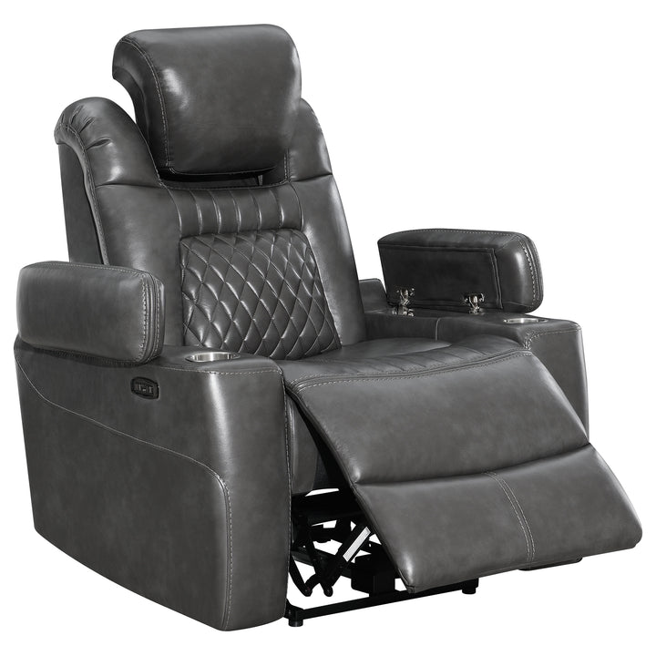 Korbach Upholstered Dual Power Recliner Charcoal