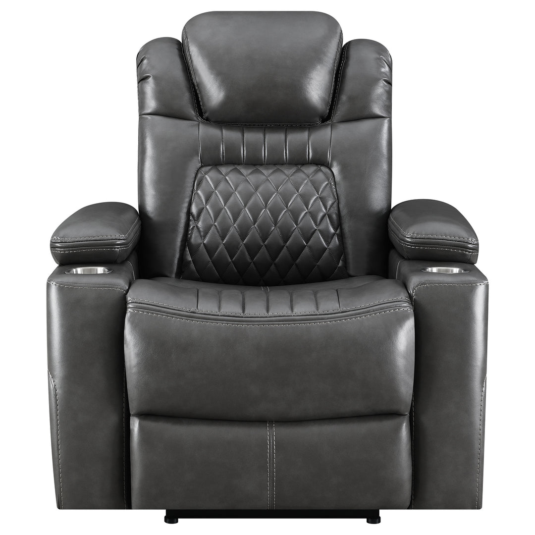 Korbach Upholstered Dual Power Recliner Charcoal