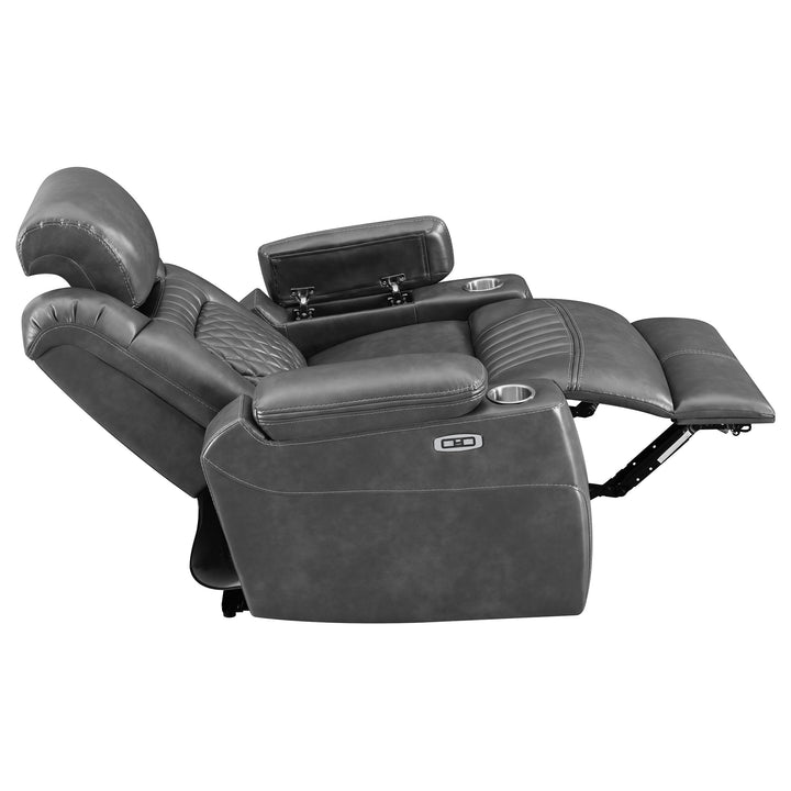 Korbach Upholstered Dual Power Recliner Charcoal