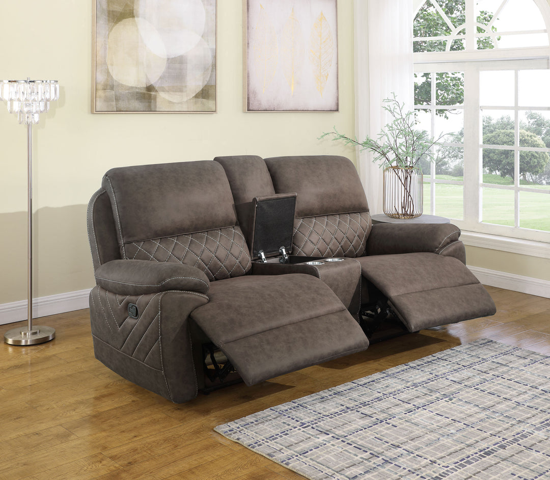 Variel Upholstered Tufted Motion Loveseat with Console