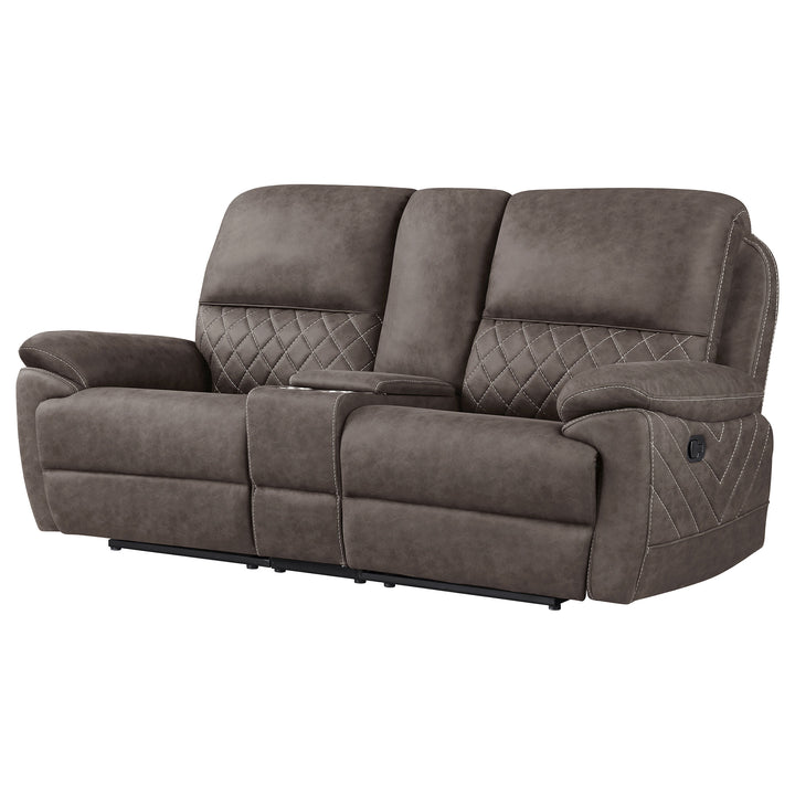 Variel Upholstered Tufted Motion Loveseat with Console