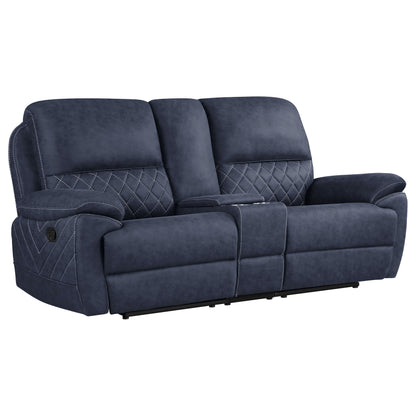 Variel Upholstered Tufted Motion Loveseat with Console