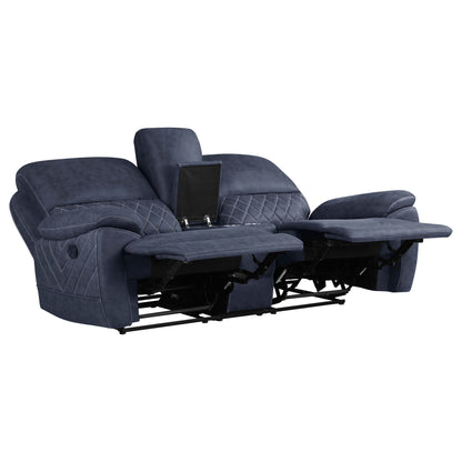 Variel Upholstered Tufted Motion Loveseat with Console