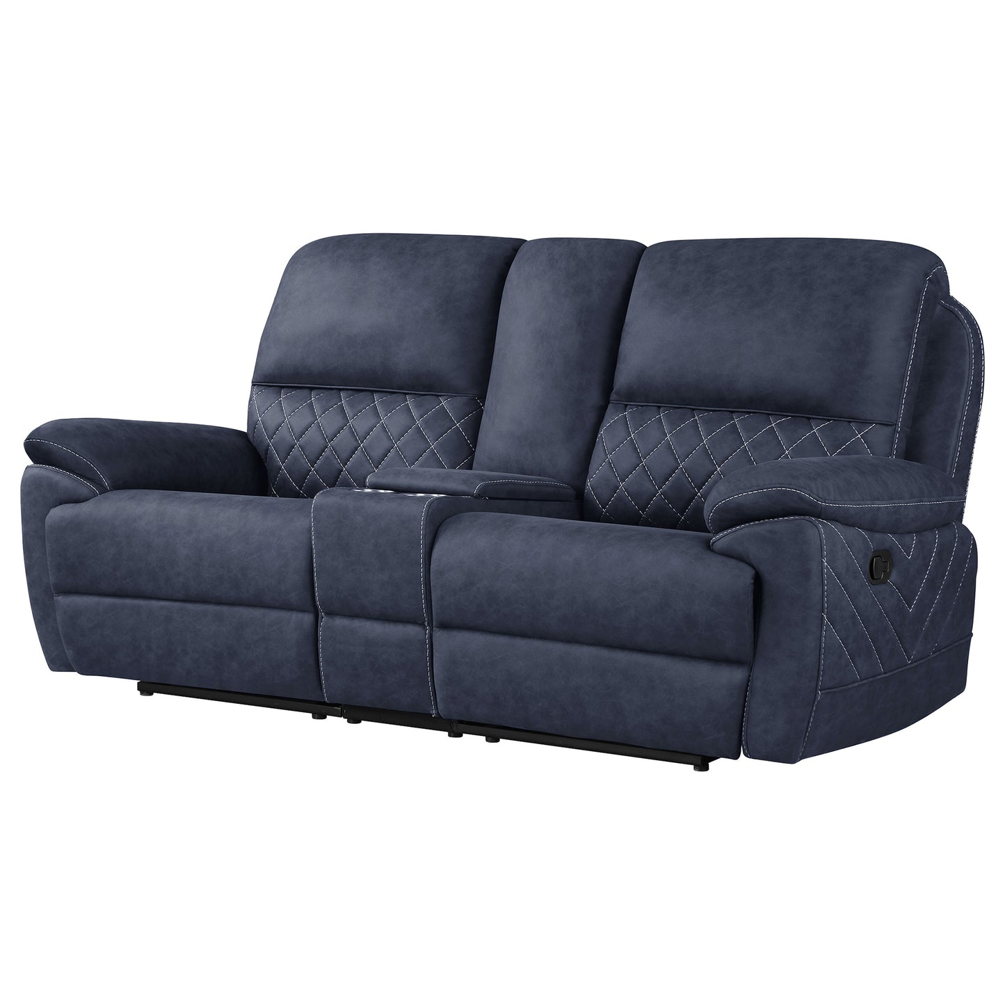 Variel Upholstered Tufted Motion Loveseat with Console