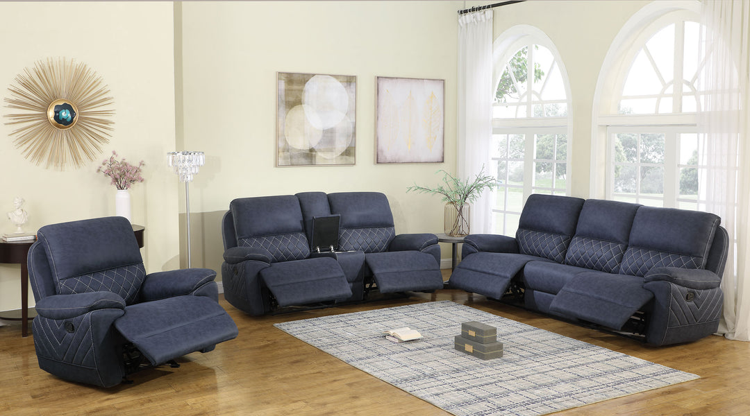 Variel Upholstered Tufted Motion Loveseat with Console