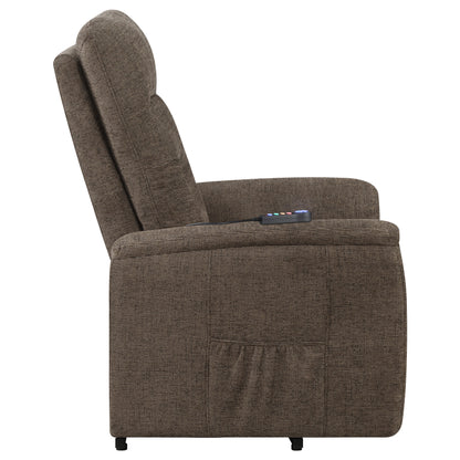 Henrietta Power Lift Recliner with Storage Pocket Brown